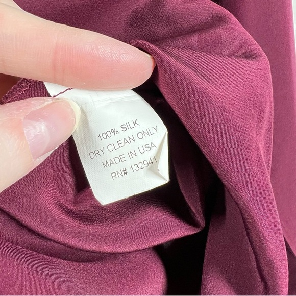 Amanda Uprichard Maroon Silk Long Sleeve Wrap Front Top - Picture 3 of 4